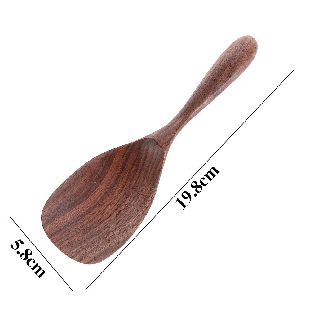 Black Walnut Coffee Honey Spoons Wooden Japanese Style Stir Long Scoop Large Soup Rice Spoon Kitchen Tableware Kitchen Supplies: 4