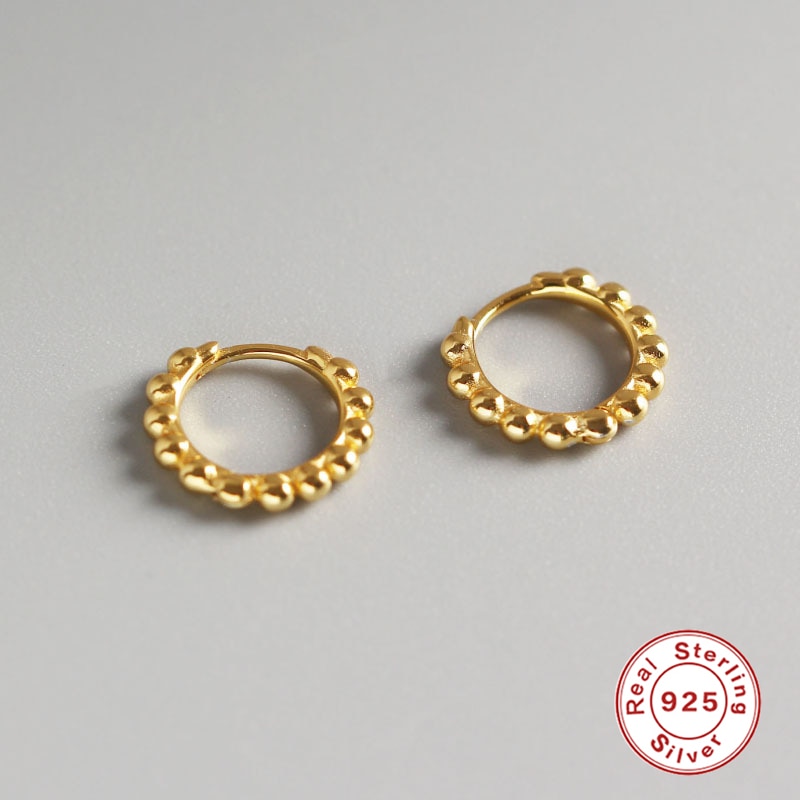 Roxi mini runde perler små øreringe til kvinder mænd bryllup øreringe usædvanlige 925 sterling sølv fine smykker pendientes: Guld / 8mm