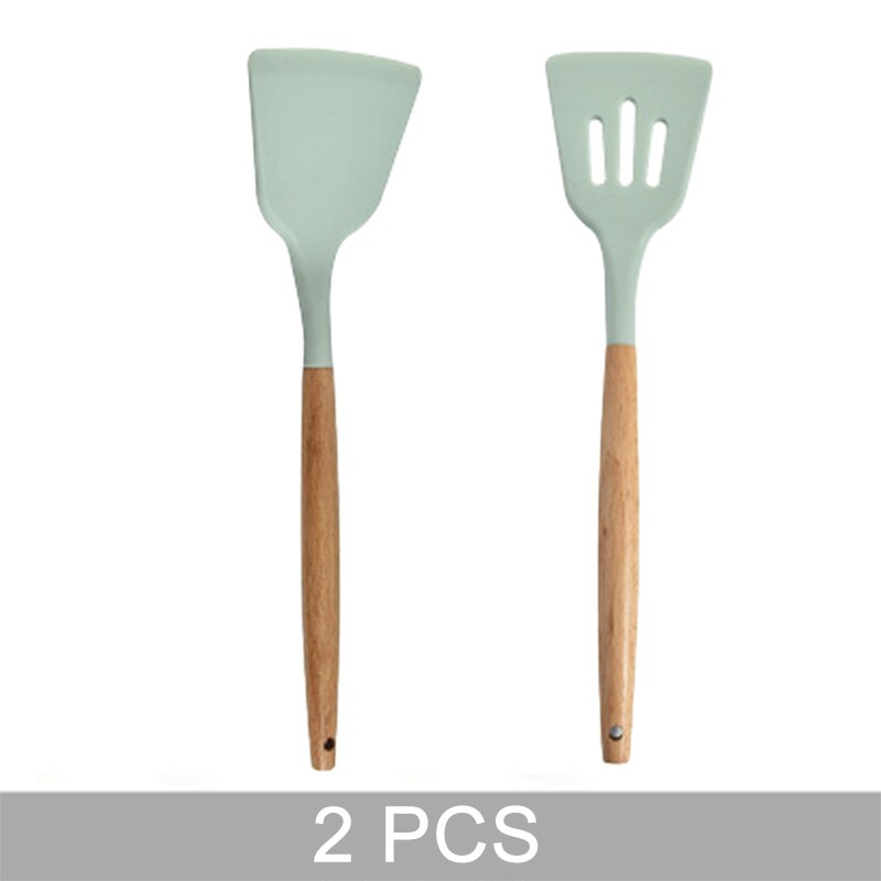 Blue Silicone Kitchen Utensils Set Heat Resistant Nonstick Baking Cooking Tools Kitchenware Accessories 2/3/4/5/6/7/8/9 Pieces: 2 PCS