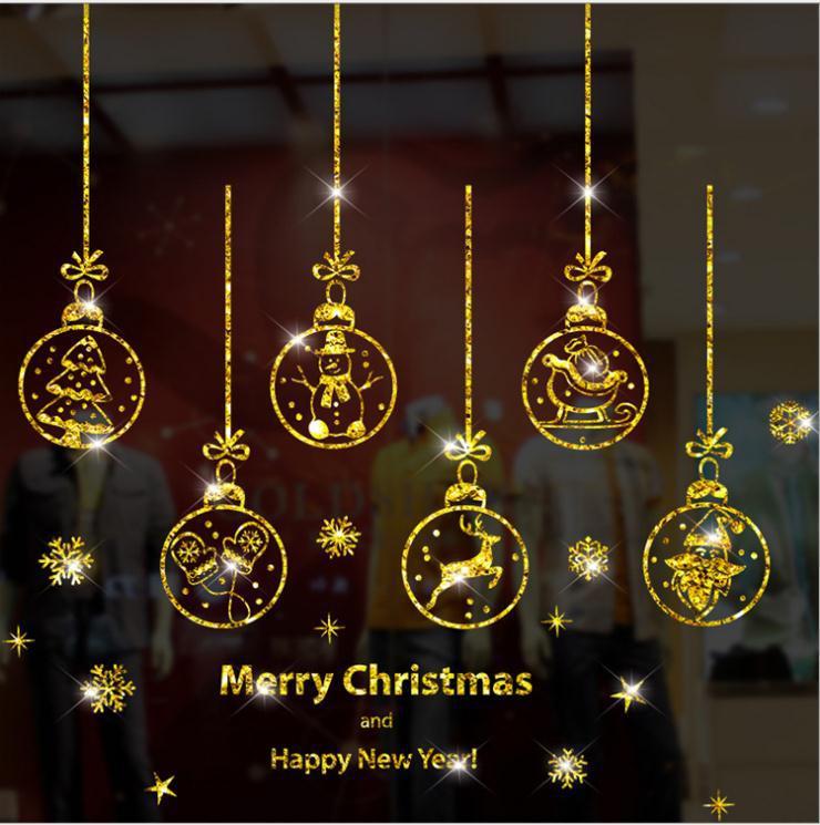 Large Merry Christmas Wall Sticker Stylish Santa Window Room Decoration PVC Year Home Decor Removable: F