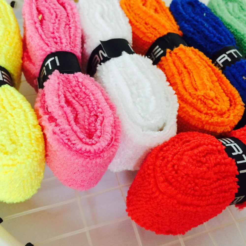 Cotton terry Specal offerPOWERTI 8pcs/lot Cotton Towel SweatBrand Badminton Racket Overgrips Dry Grip Tape for Badminton Racquet