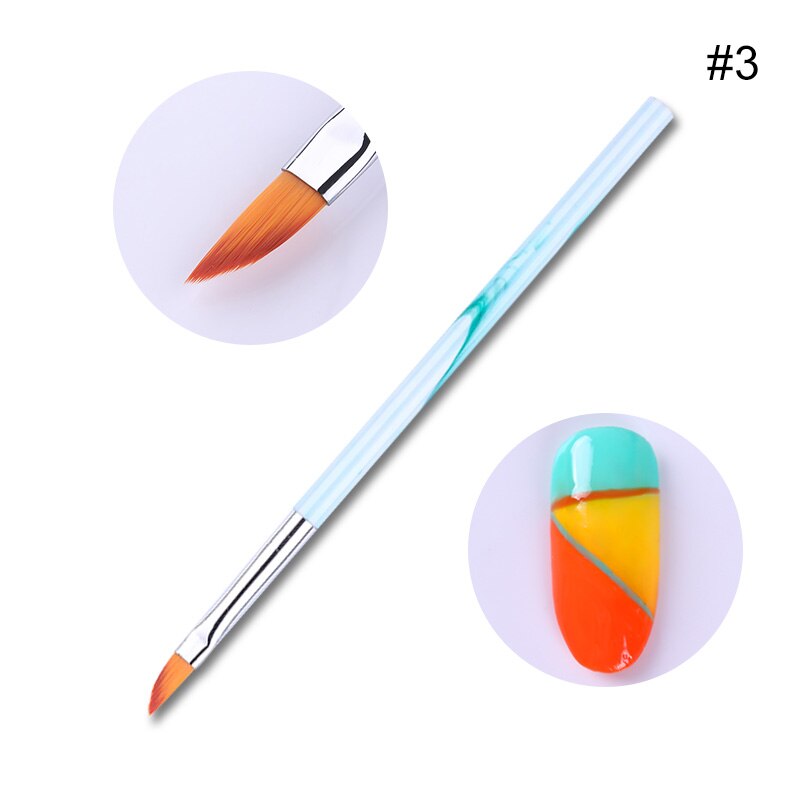 Marmorhandtag nagelkonst akrylborste uv gel liner ritpenna blomma carving måla penslar nail liner diy nail art verktyg
