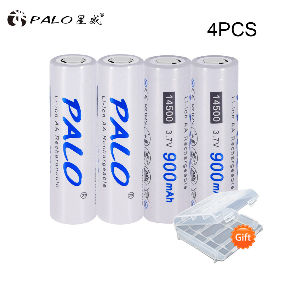 PALO 1.2V AA/AAA Rechargeable Ni-MH Batterie + 3.7V Rechargeable LI-ION battery 16350/16340 18500 18650 14500 Holder Storage Box: Yellow