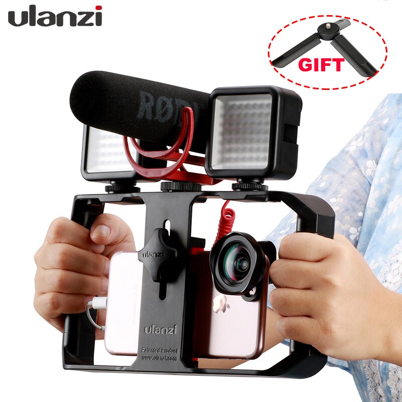 Ulanzi U-Rig Pro Handheld Smartphone Video Rig Handgreep Koude Schoen Mounts Vlogging Rig Stabilizer voor iPhone Videomakers