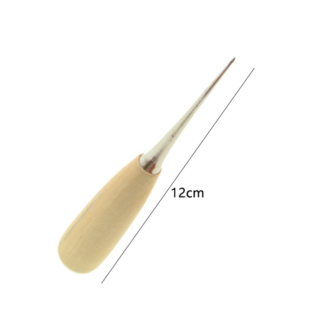 Punzón de tela para cuero, herramienta de costura con mango de madera y acero, punzón para perforar agujeros, 1 unidad