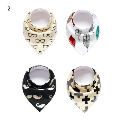 Bandana suave y cómoda de algodón 100% orgánico para bebés, Baberos ajustables con broches para Saliva, lote de 4 unidades: 1
