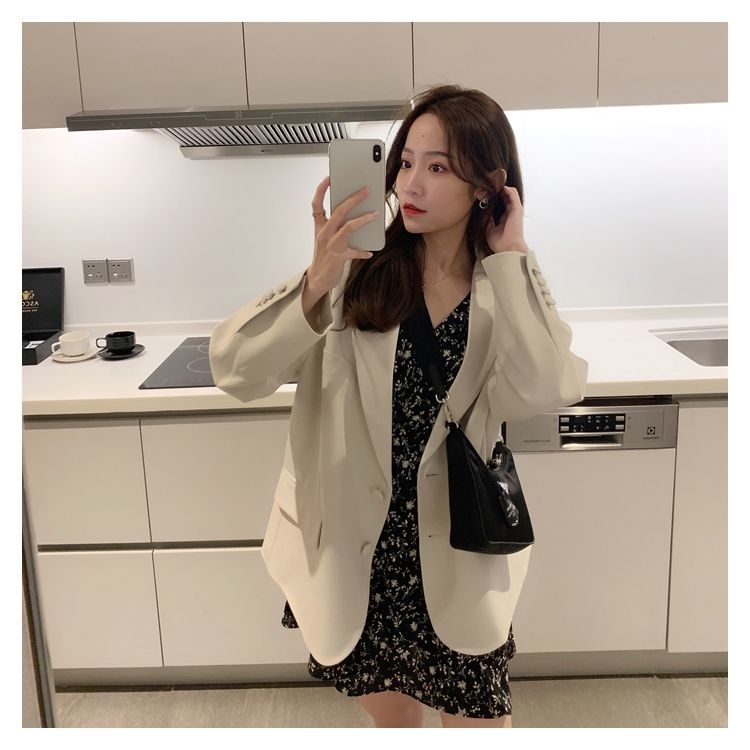 nie-główny nurt smażony garnitur uliczny, żeńnarty jesienno-zimowy koreańnarty luźny kombinezon kurtka krótka sukienka kwiatowa [dostawa w ciągu