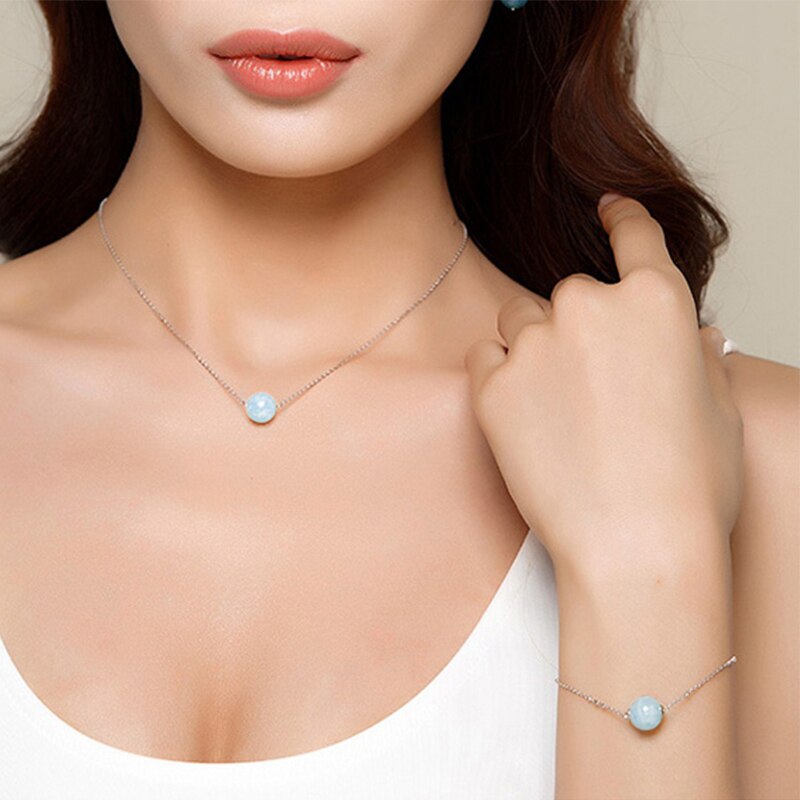Halskette mit rundem Opal-anhänger, halskette mit weißem feueropal, Collier, 925 halsketten aus sterlingsilber, damenschmuck