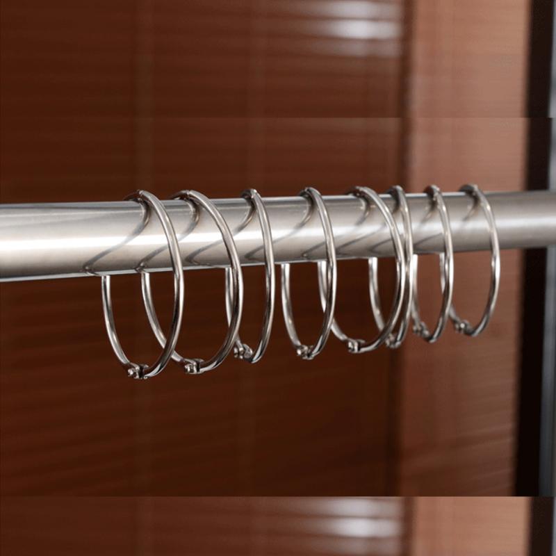 12 Stuks 45 Mm Douchegordijn Ring Roestvrij Douchegordijn Haken Glide Metalen Ringen Voor Badkamer Douche Staven Gordijnen