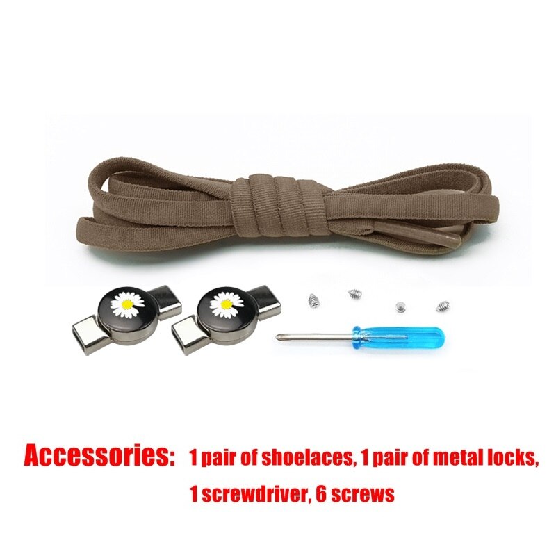 Cordones magnéticos con Cierre elástico para niños y adultos, zapatillas creativas especiales sin cordones, Unisex: brown