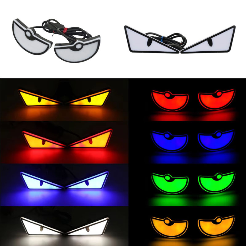 2Stck Motorrad LED Dämon Auge Licht Halbkreis/Dreieck Auge Blinker Licht Dynamische Rücklicht Mini Auto Dekoration lichter