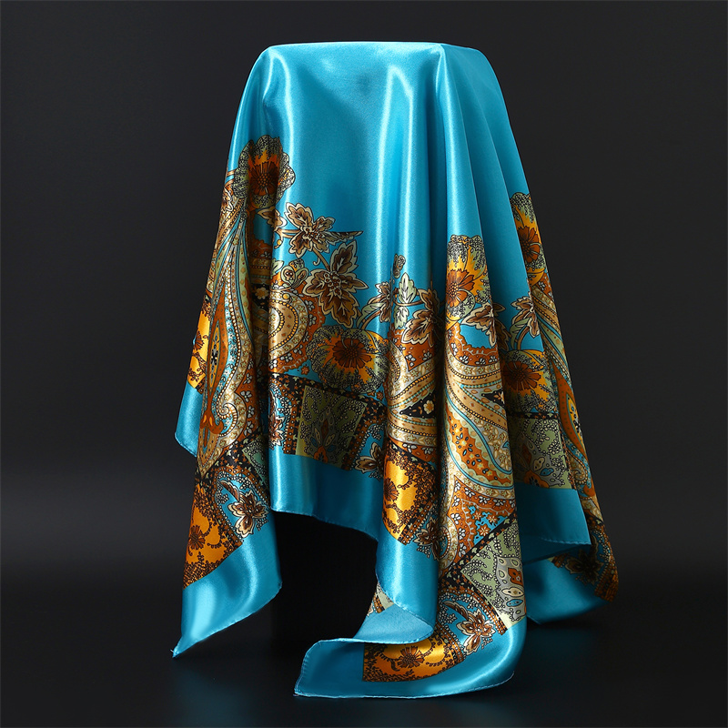 Foulard Uni Hijab 90x90cm En Satin - Écharpe Carrée Antidérapante Pour Femmes Et Filles