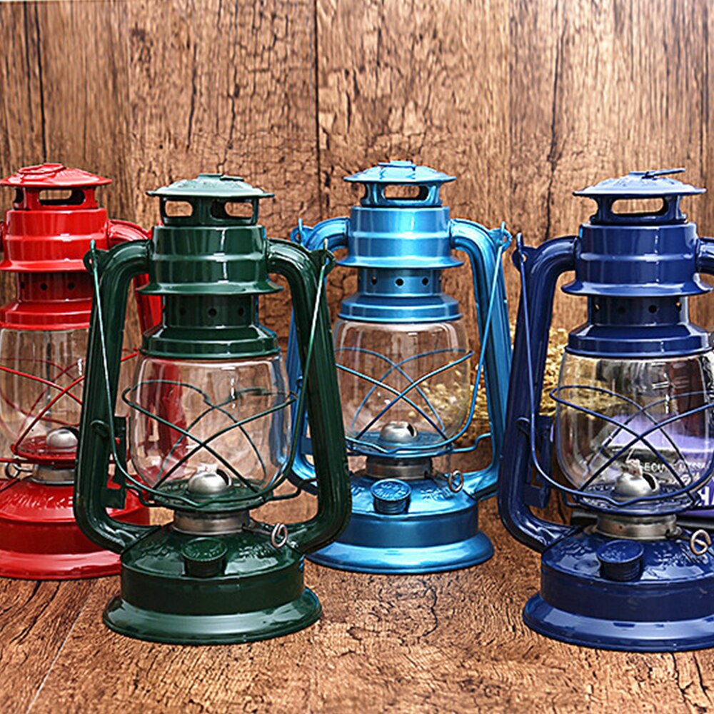 Lámpara de queroseno clásica Retro de 25cm, linternas de queroseno de LED regulable de 6 colores, luces portátiles de mecha, lámpara de aceite de Adorno