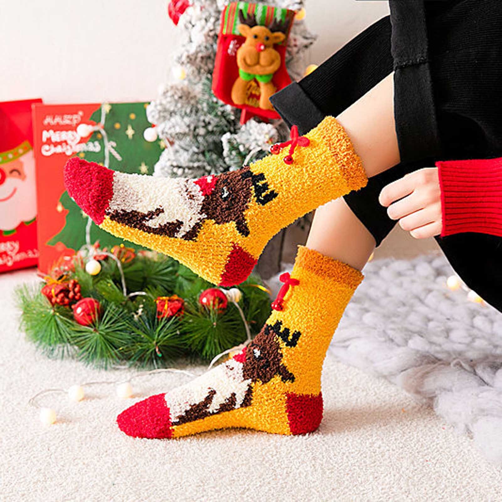 The носки kvinnesokker voksen juletrykk plysj fortykning mellom tude sokker hjemmestrømper носки