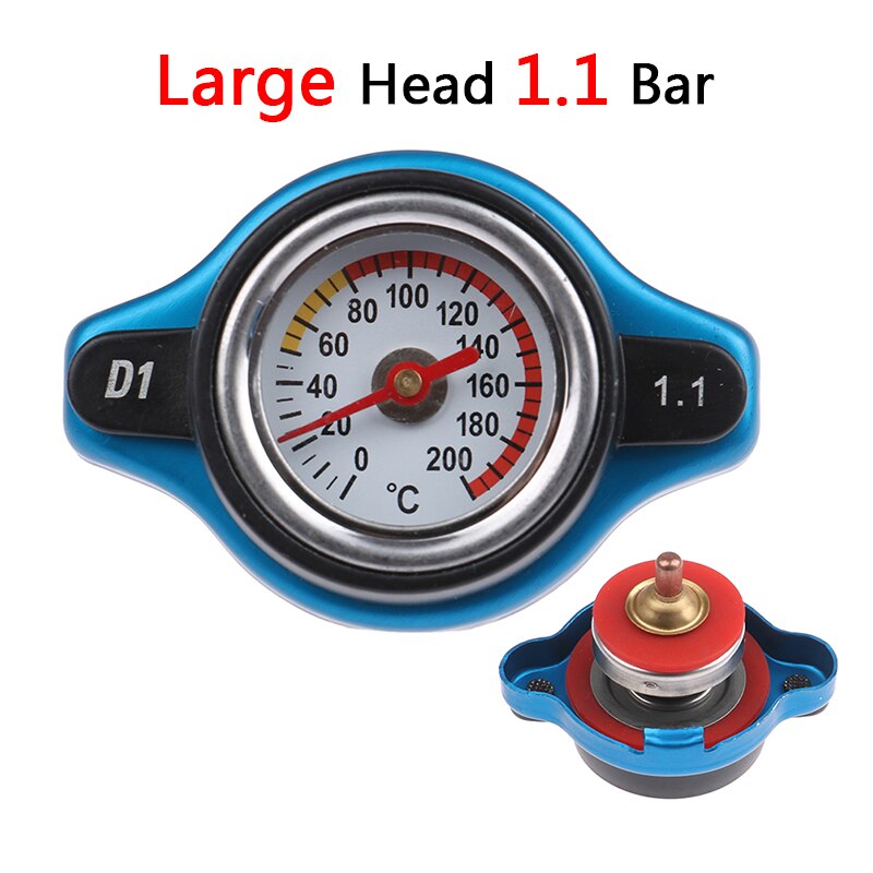 Tapa de radiador térmico D1 Spec para motocicleta y coche, cubierta de tanque, medidor de temperatura del agua con utilidad segura, 0,9 Bar/1,1 Bar/1,3 Bar, 1 unidad: Big Head 1.1