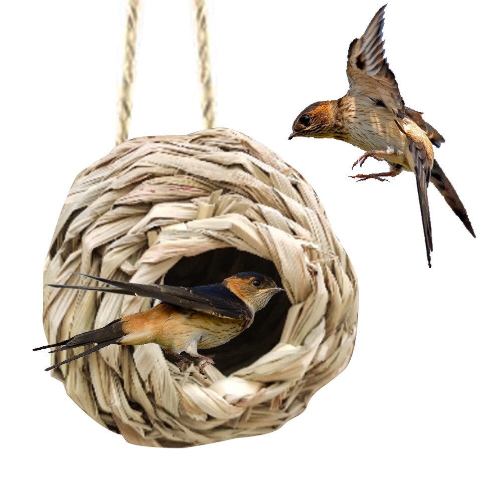 Nido de Pájaros tejido a mano, jaula ecológica Natural, para animales pequeños, cabaña, colgante, decoración para la casa, , #15: P5