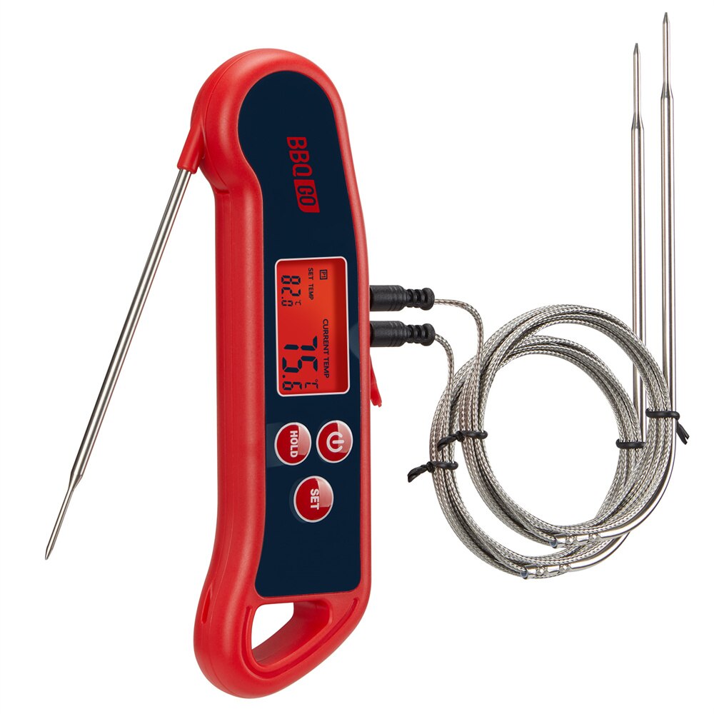 INKBIRD Digital Meat Thermometer BG-HH2P Instant Read Foldable Smart Food Thermometer Backlight with 2 Detachable Wired Probes: 2 Probes