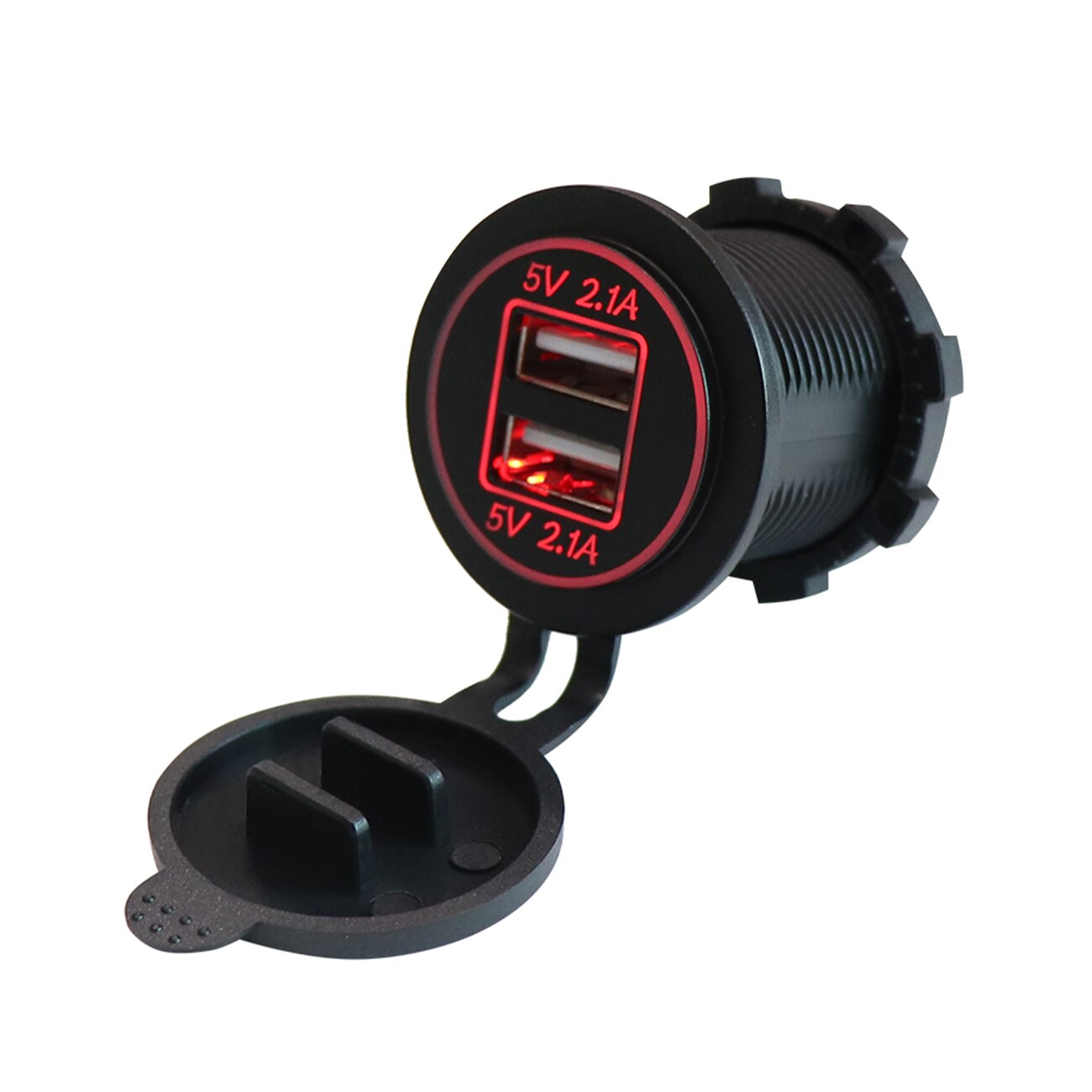 Car Charger 4.2A 21W Quick Charger Motorcycle Dual Auto USB Charger Socket LED Display with Caps for Truck Boat Power Adapter: A