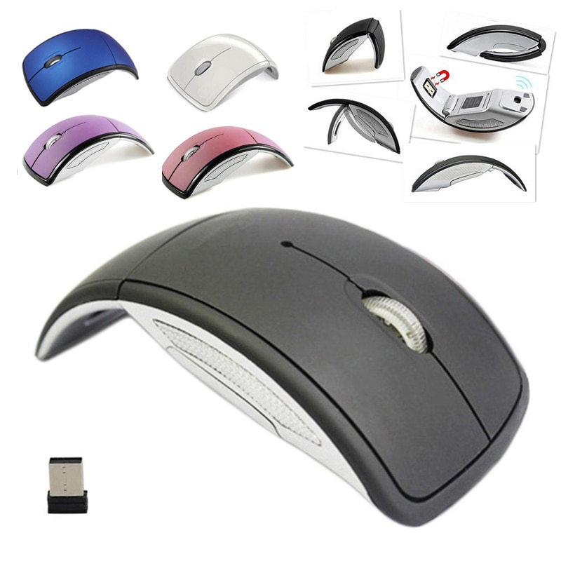 7 färger yta bluetooth musbåge vikbar trådlös ergonomisk tyst usb -mottagare för kringutrustning för windows bärbar dator