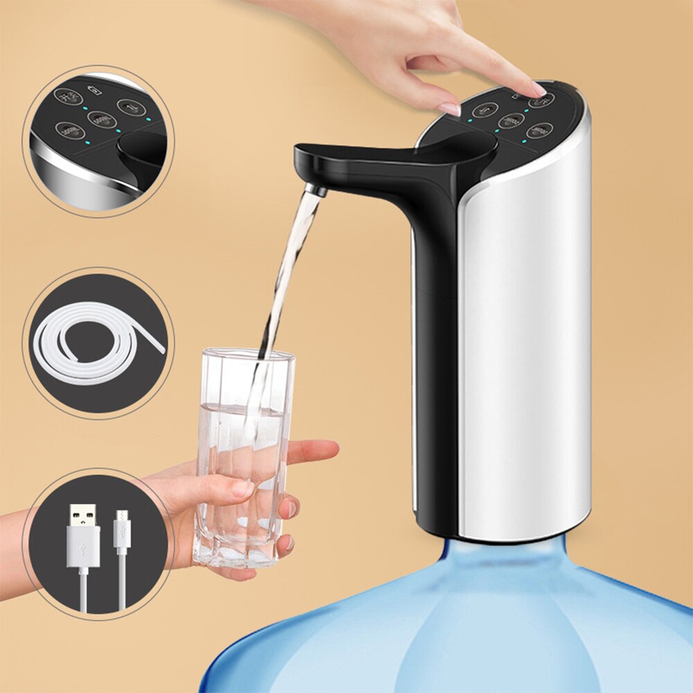 EASYSPEED Automatische Waterdispenser,USB-Elektrische Drinkwaterpomp,Draagbaar Waterfles Pomp,Wordt Geleverd Met 2 Adapters Waterflessen,Voor Keuken Thuiskantoor Camping,Wit
