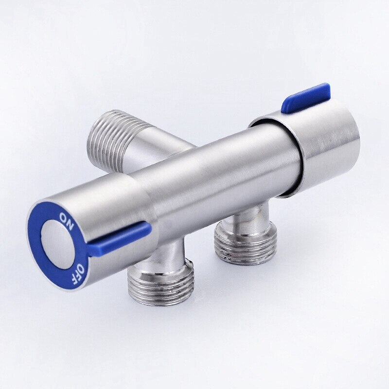 G1/2 x 1/2 304 Stainless Steel One Into Two Three-Way Angle Valve, Double Handle Double Control Single Cold Multi-Function Fauce