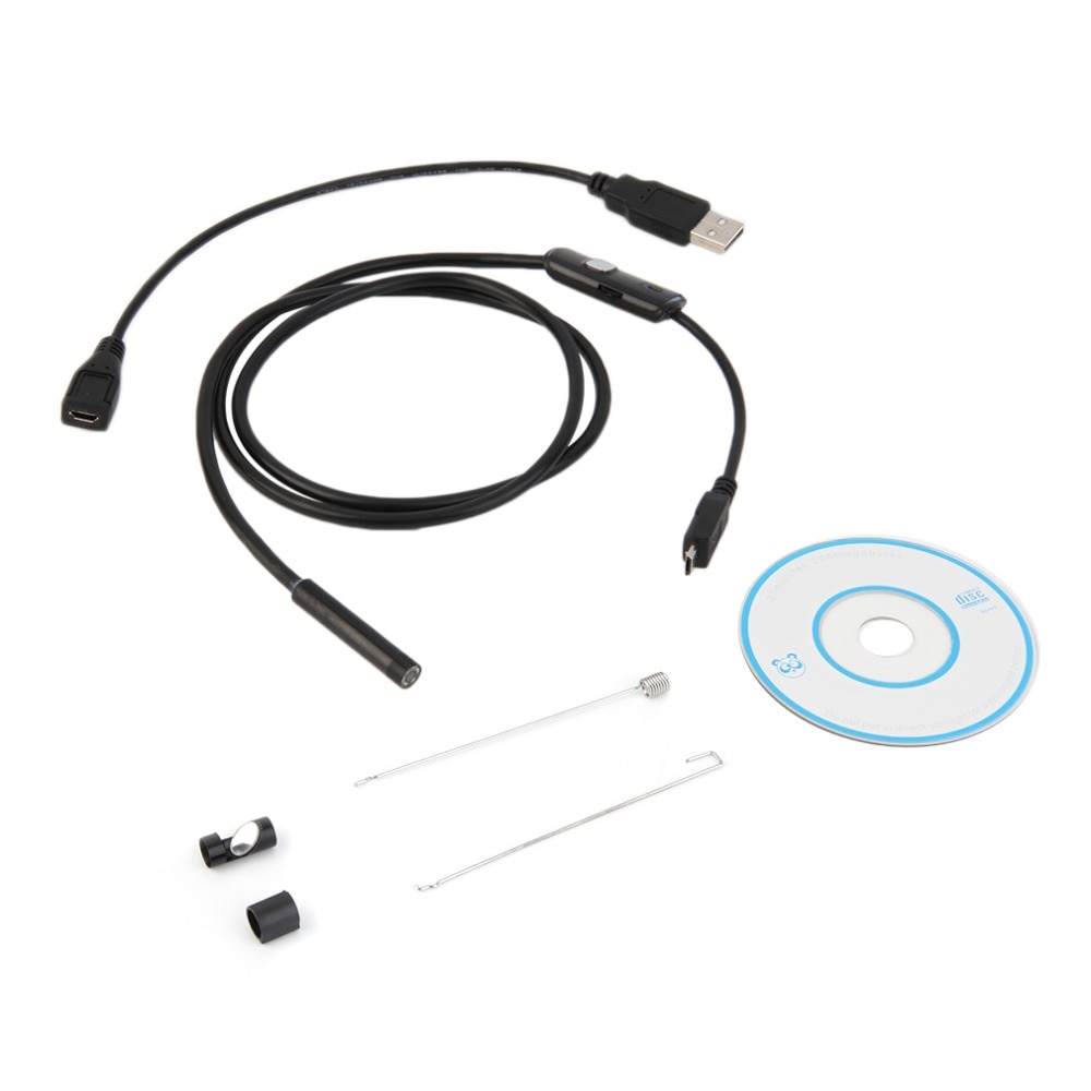 1 M /7Mm Lens Usb Kabel Mini Stijve Inspectie Camera Slang Buis Waterdichte Endoscoop Borescope Met 6 Led Voor Android