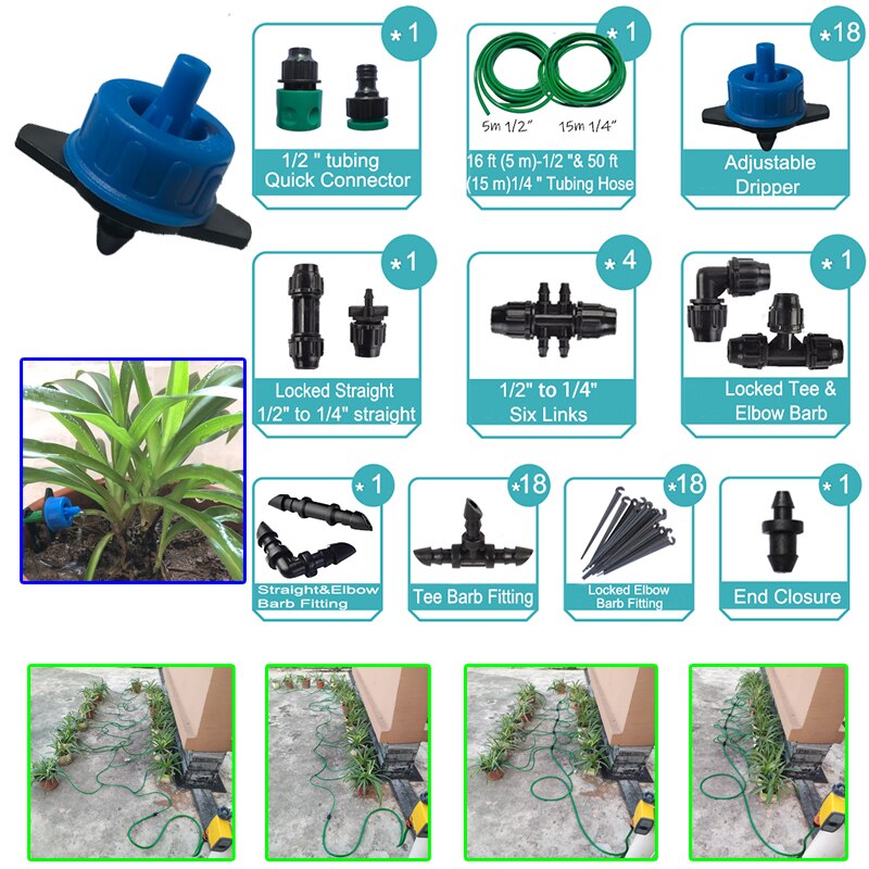 Watering Timer with Rain sensor Irrigation Timer Waterproof Water Level Sensor Automatic Watering System Irrigation Controller: Dripper set