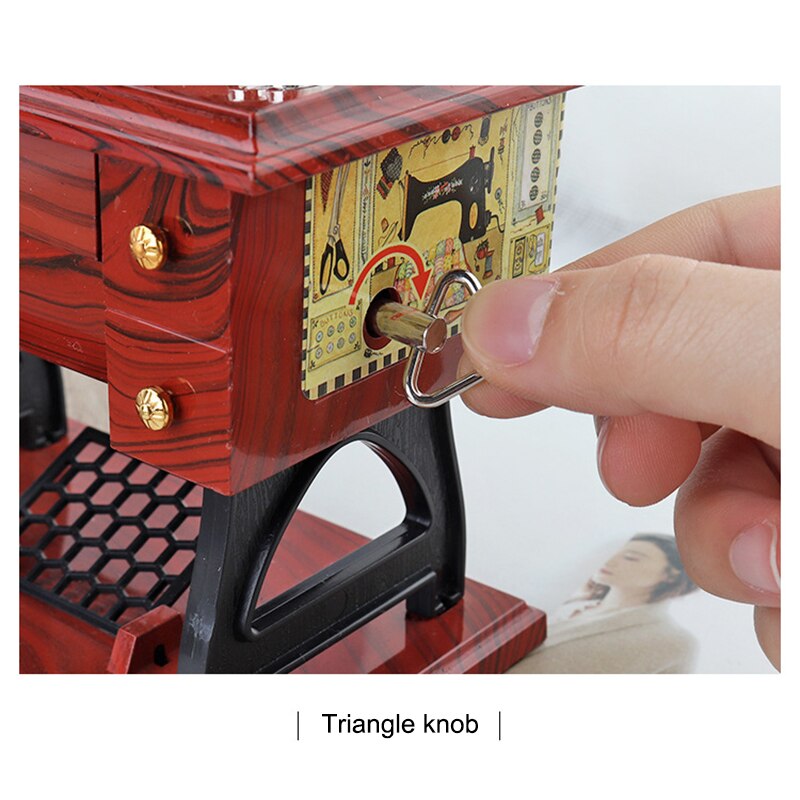 Cute Mini Sewing Machine Music Box Retro Table Home Decor FAS6