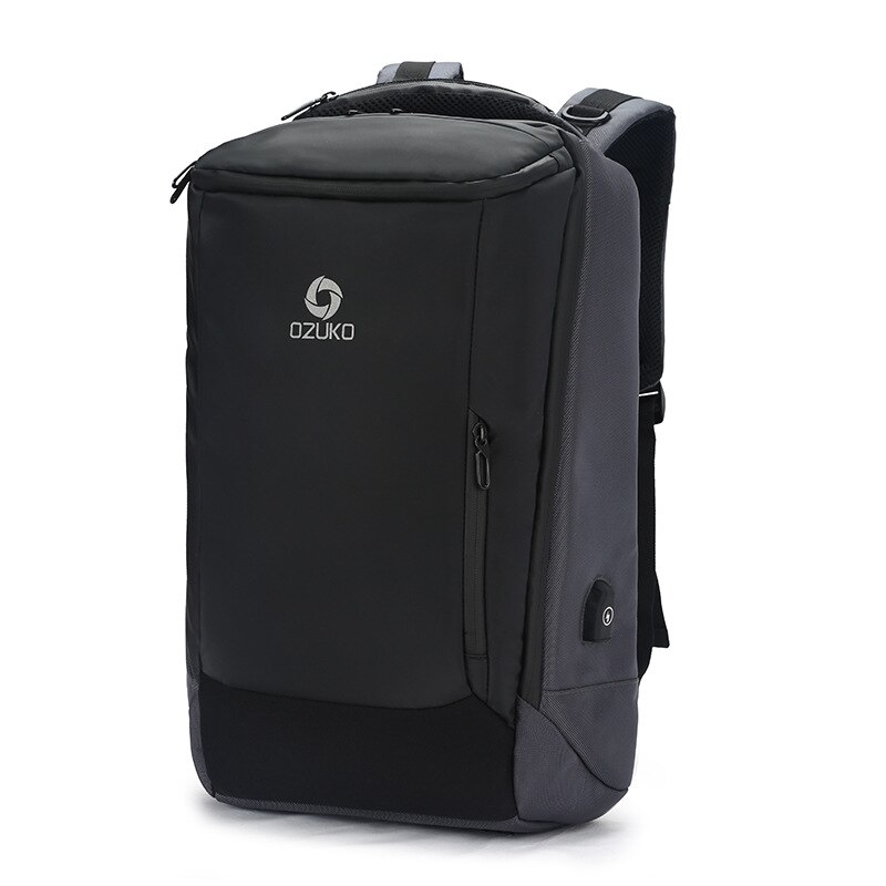 OZUKO 17 "Laptop Rucksack Männer Wasserdichte Große Kapazität Multifunktions Rucksäcke Männlichen USB Business Zurück Pack Reisetasche Mochila: gray / Small