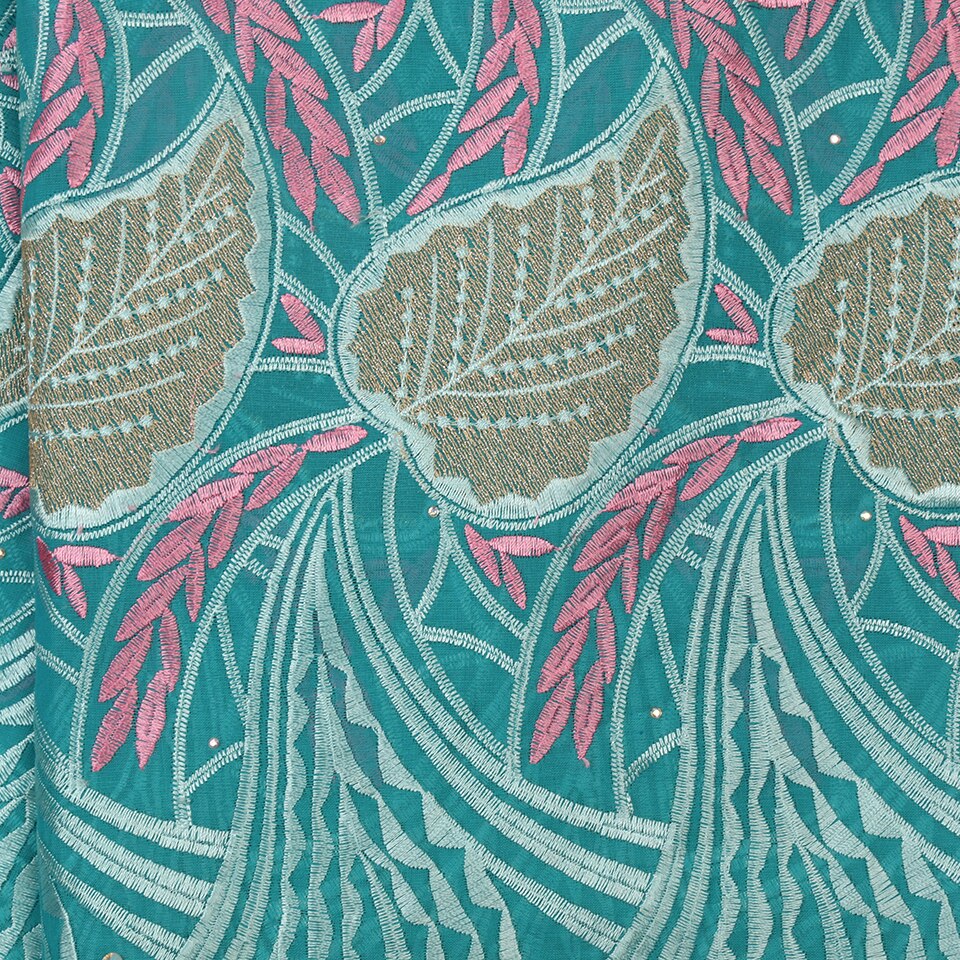 Afrikansk blonderstoff blondere siste tørre blondere brodert bomullsblonder med rhinestones til kvinner  ks2905b-1