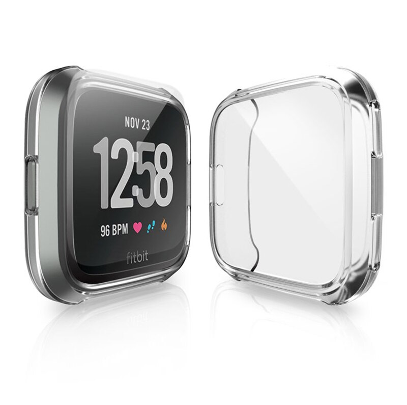 Cover Voor Fitbit Versa/Versa 2/Versa Lite Strap Case Screen Protector Smart Watch Accessoires Ultra-Dunne Beschermende frame Bumper: Transparent