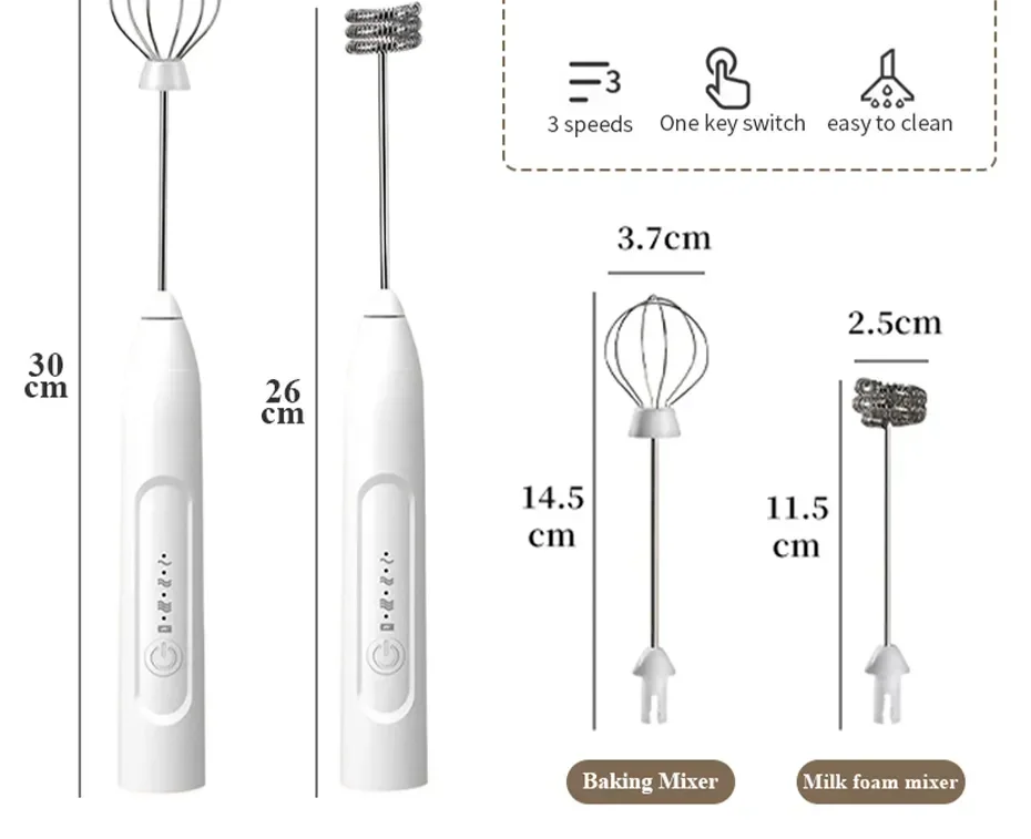 Agitador eléctrico de espuma de leche, batidor de café inalámbrico, batidor de huevos de mano, agitador de espuma de capuchino, herramientas de cocina portátiles USB, Espumador