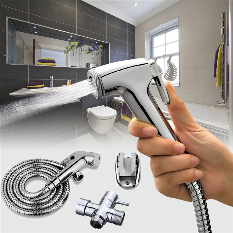 Bathroom Toilet Bidet Shower Douche Sprayer Head Hose Clean Kit Shattaf Handheld