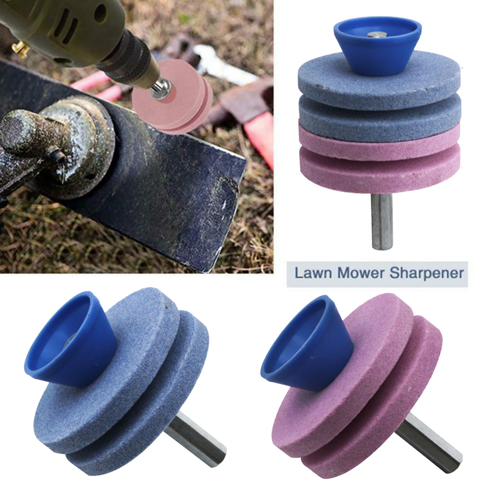 Afilador de cortacésped de 56MM, piedra de afilar de cuatro capas, afilador de cuchillas para cortacésped, taladro de doble molienda, cortes de taladro de molienda universales