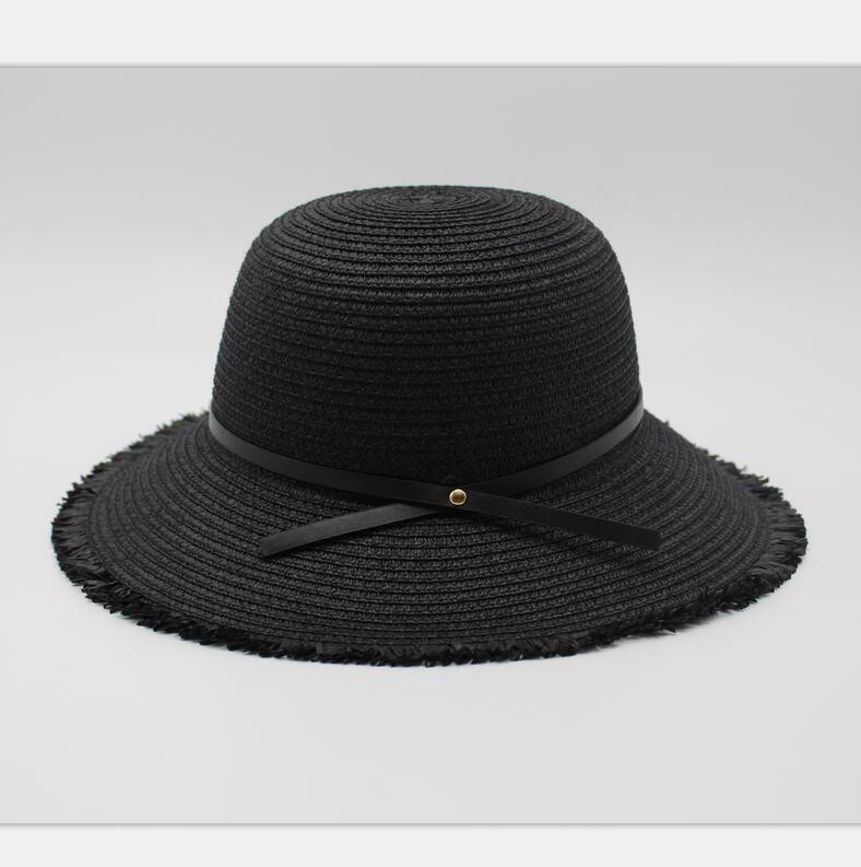 De zomer zon schipper panama hoed met Brede Rand hoed stijl voor Vrouwen, stro, strohoeden en Uv-bescherming Eenvoudige elegante hoed: 5