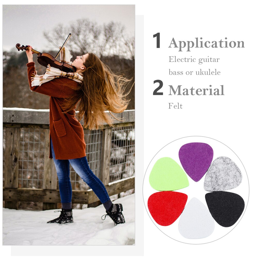 6 stuks vilten ukelele plectrums, gitaarplectrums van wol, vilten gitaarplectrums