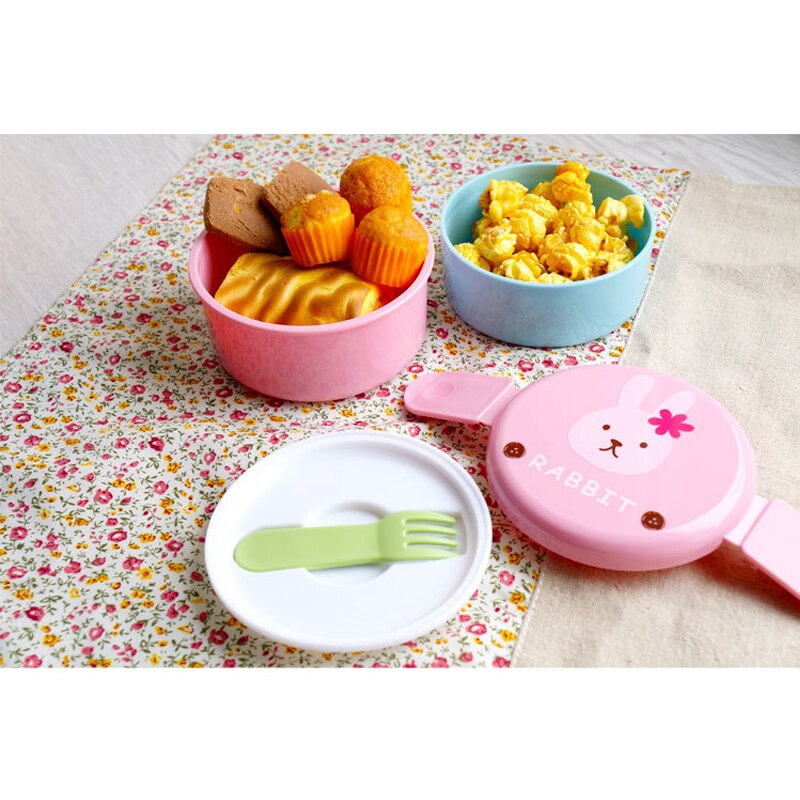 Cute Animal Lunch Box Japanese Double-layer Round Mini Lunch Box Children's Lunch Box Microwave Box Bento Box Kids Lunch Box