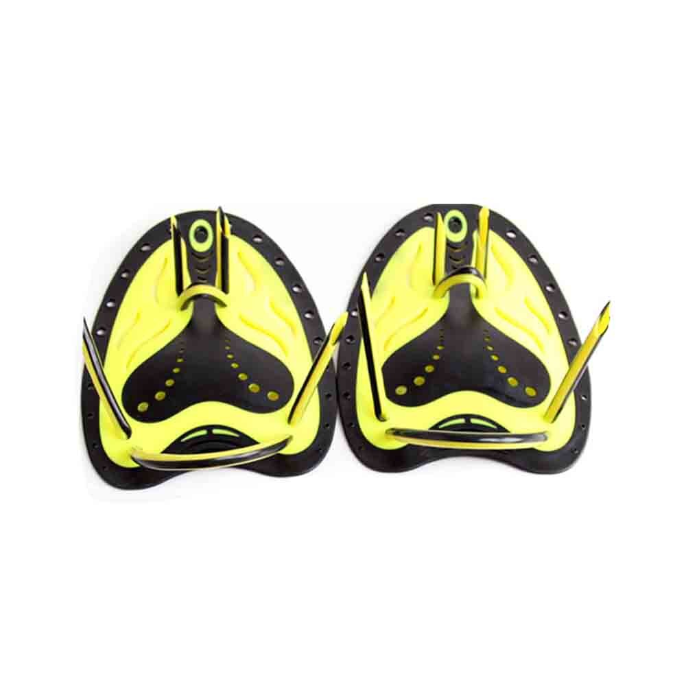 Paletas de Entrenamiento de natación profesionales, aletas de mano ajustables, de silicona, guantes de buceo, palas planas: yellow
