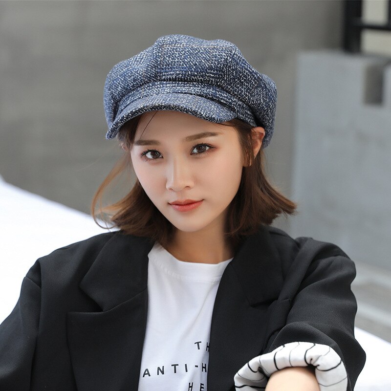 CANZE Autumn Winter Women Octagonal Hat British Beret Korean Japanese Peaked Cap Beret Hat