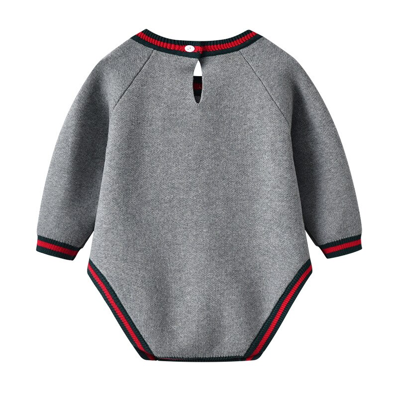 Baby Bodysuits Clothes Autumn Casual Grey Knitted Newborn Infant Jumpsuits for Toddler Boys Girls Onesie Winter Children Outfits