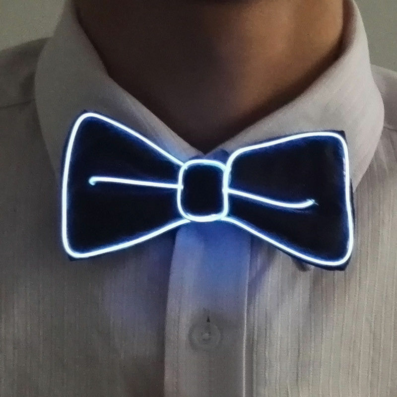Neueste Männer LED Draht Krawatte Bowtie Blinklicht Bis El Draht Fliege Krawatte LED Mens Lichter Bowtie Hochzeit glühen partei Liefert: Weiß