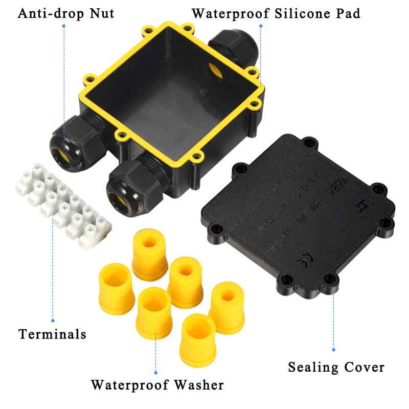 2/3/4/5/6 Way IP68 Waterproof Junction Box Electrical Enclosure Block Cable Connecting Line Protection for Wiring Accessories