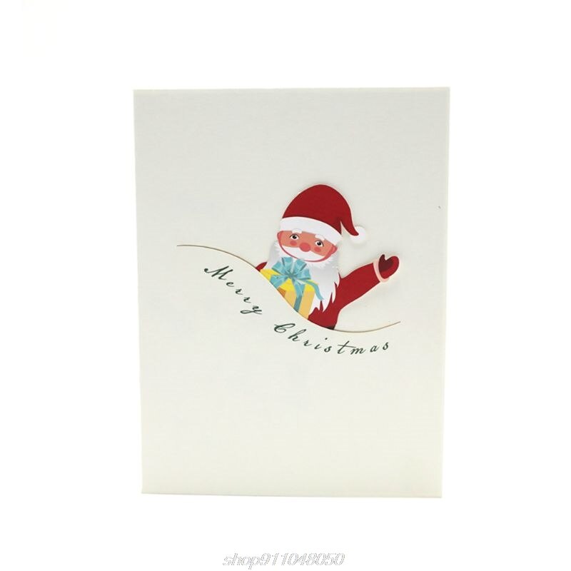 3D Muzyka pop w górę święty mikołaj kartki z życzeniami pocztówki zaproszenia z kopertą na prezenty dla dzieci N19 20 Dropshipping