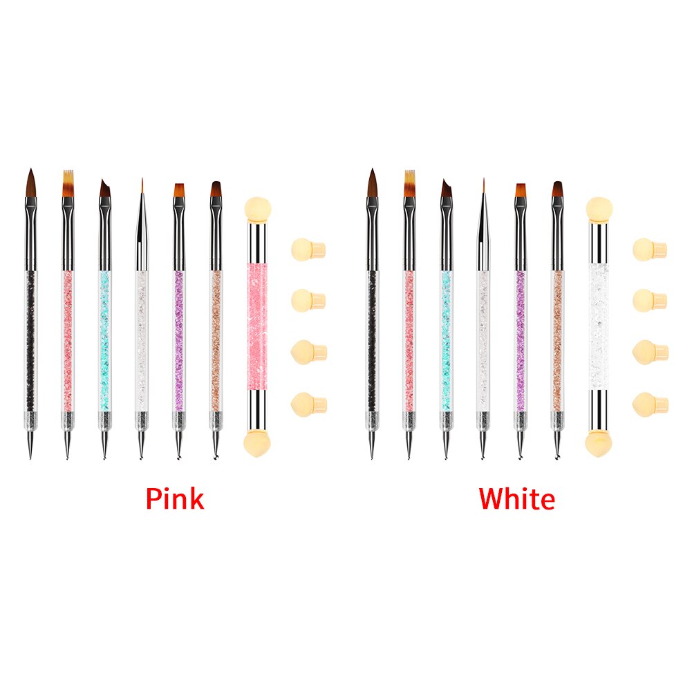 7pcs Beginners Drawing Tool Liner Brush Double Ended Lightweight Multifunction Salon Acrylic Nail Dotting Pen Set Home Portable