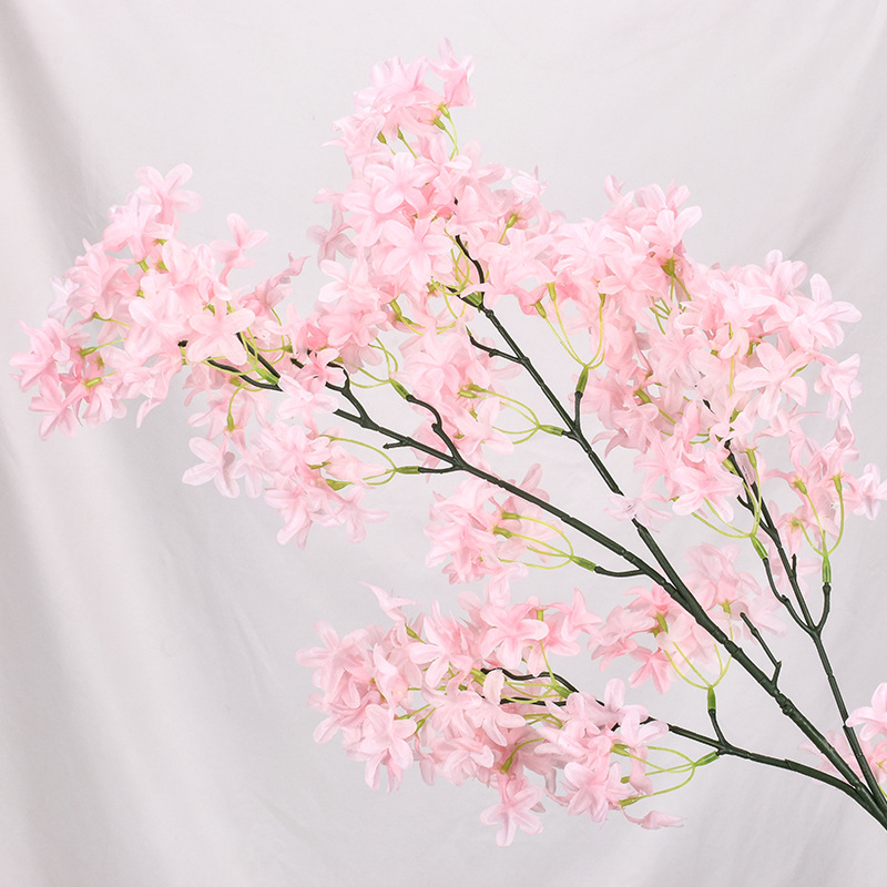 Flor Lila Artificial - Tallo Largo 100cm Flor Seda Flor Cerezo para Decoración Hogar Oficina Hotel Boda Fiesta: Negro