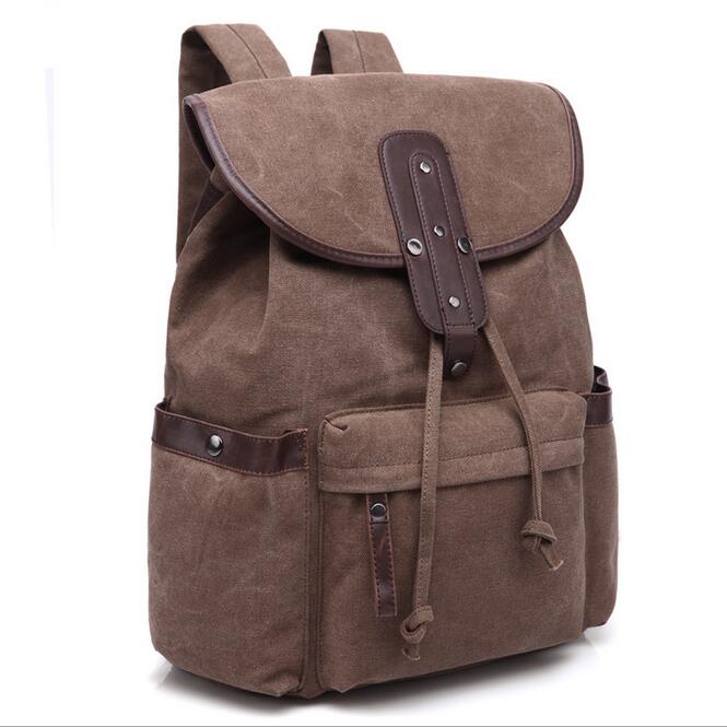 070717 men backpack canvas school student shoulder bag