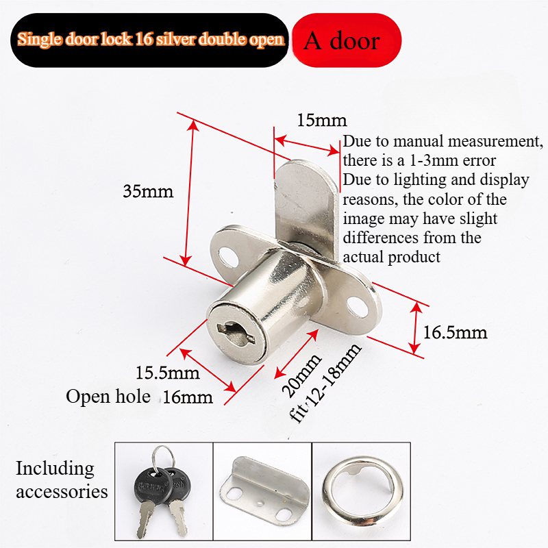 Serratura per porta dell'armadio doppia aperta Serratura per porta dei mobili con linguetta di svolta oposta a forma di 7: Nichel satinato