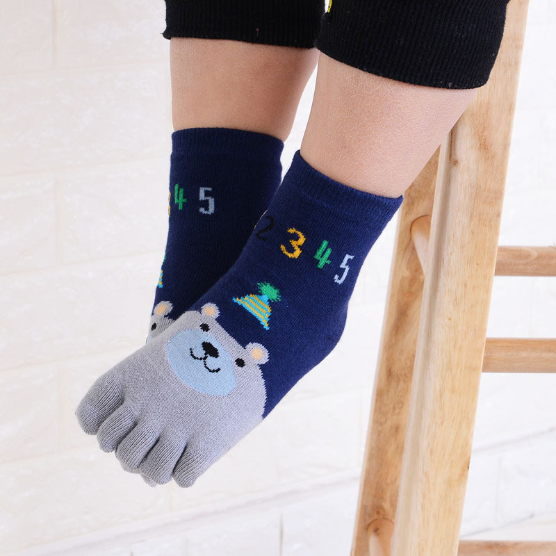 Calzini a cinque dita per bambini in cotone calzini con stampa animalier calzini per ragazzi da cartone animato roba economica per bambini calzino da dito sano 3-12T