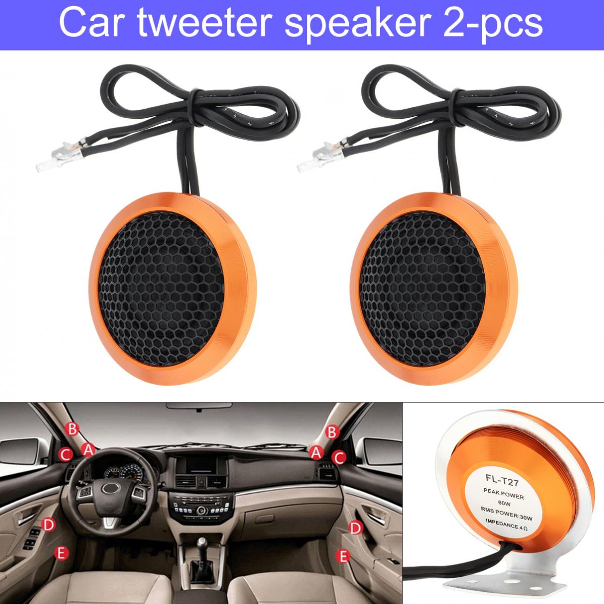 2pcs 25mm 60W Universal High Efficiency Mini Car Dome Tweeter Stereo Speakers for Car Audio System