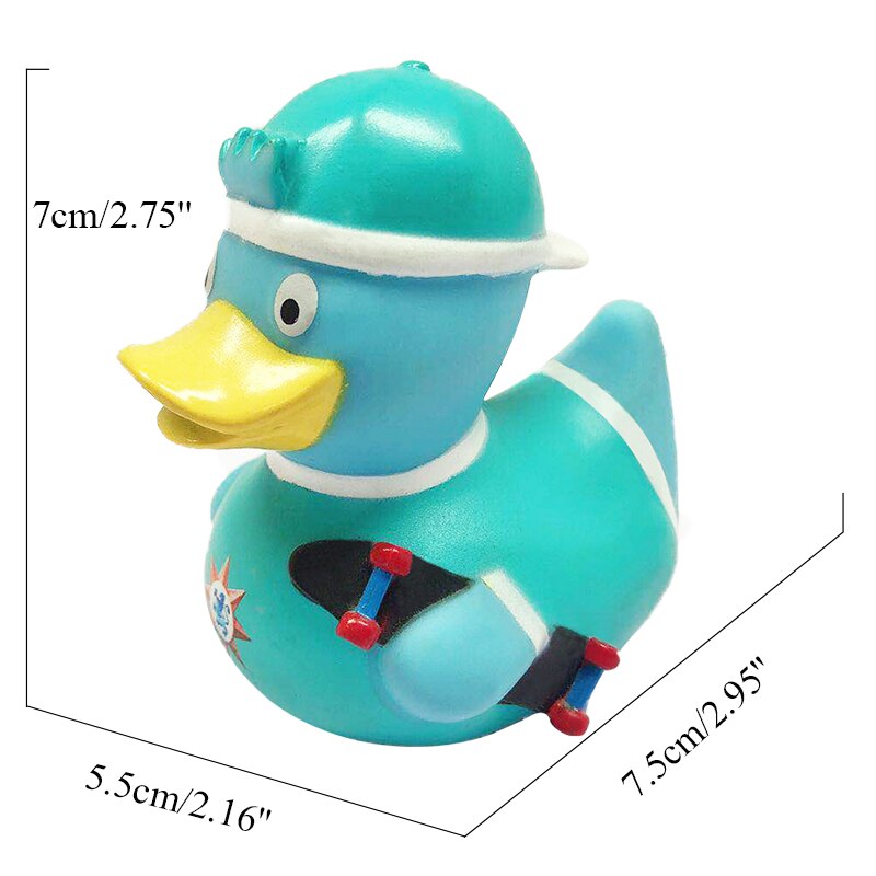 ESALINK 7-12Cm Ente Baby Spielzeug Kognitiven Puzzle Schwimm Spielzeug Skateboard Junge Duc Gummi Ente Bad Spielzeug Für mädchen